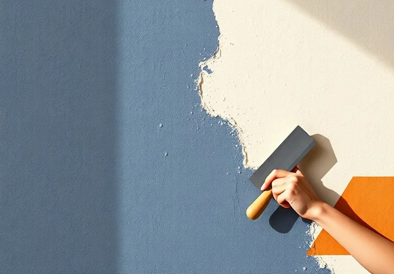 Application d'un enduit décoratif à la lisseuse sur un mur